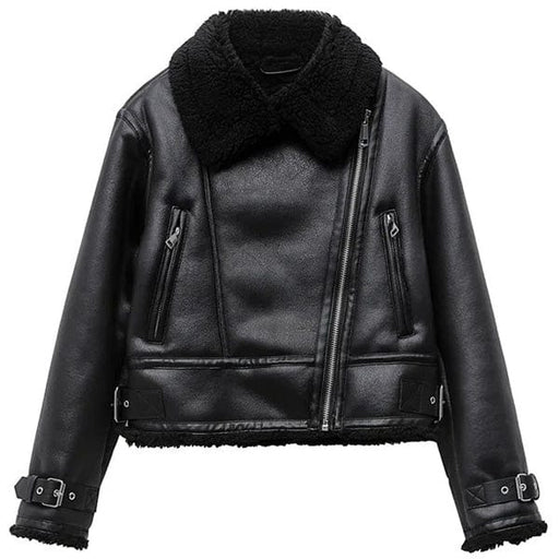 Blouson Aviateur Cuir Lisse Femme - LE SOLDAT Noir / XS