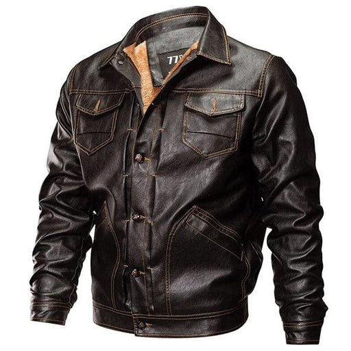 Blouson Aviateur Cuir Marron Vintage - LE SOLDAT S / Marron