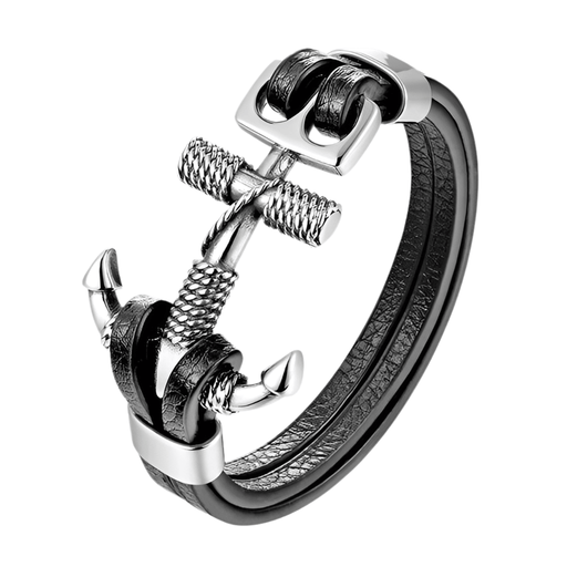 Bracelet Ancre Bateau Homme - LE SOLDAT Noir argent