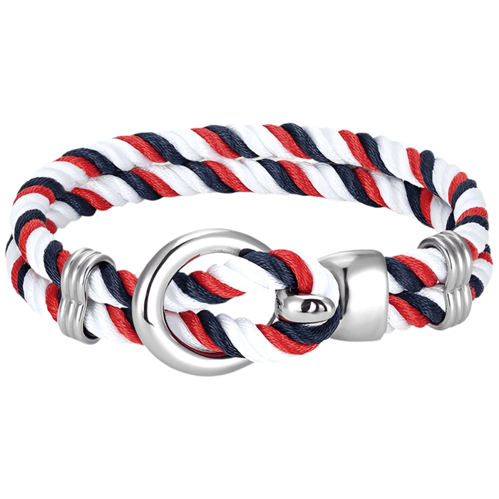 Bracelet Militaire Corde Nautique - LE SOLDAT Blanc / Rouge / Bleu marine