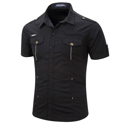 Chemise Militaire Noir Manche Courte - LE SOLDAT S