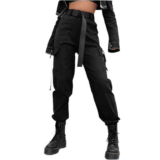 Pantalon Cargo Noir Avec Ceinture - LE SOLDAT