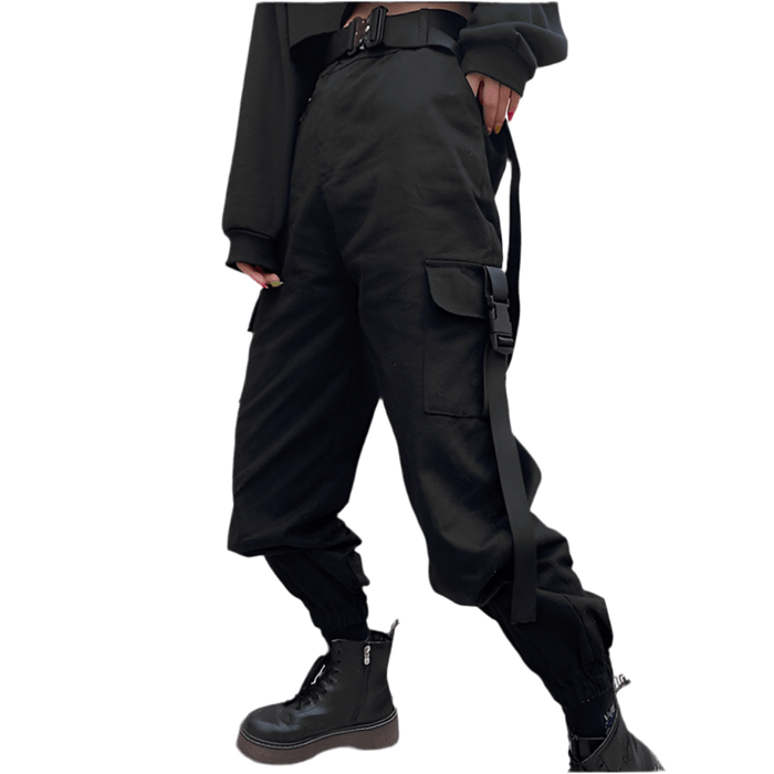 Pantalon Cargo Noir Avec Ceinture - LE SOLDAT