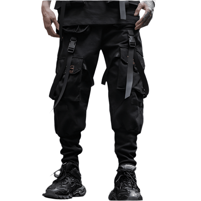 Pantalon Cargo Noir Tactique avec Sangles - LE SOLDAT